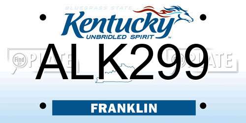 ALK299 Kentucky License Plate