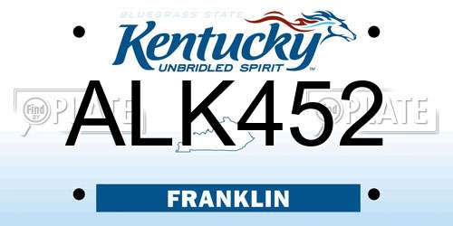 ALK452 Kentucky License Plate