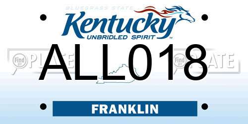 ALL018 Kentucky License Plate