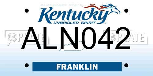 ALN042 Kentucky License Plate