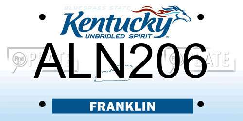 ALN206 Kentucky License Plate