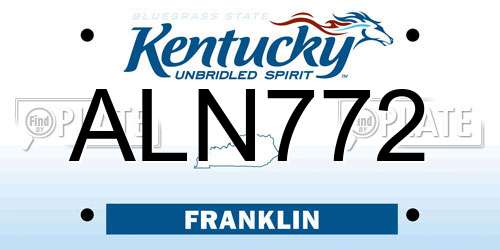 ALN772 Kentucky License Plate
