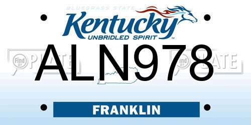 ALN978 Kentucky License Plate