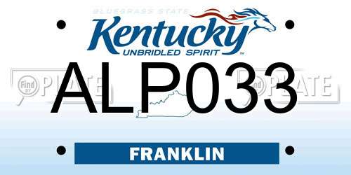 ALP033 Kentucky License Plate