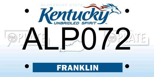 ALP072 Kentucky License Plate