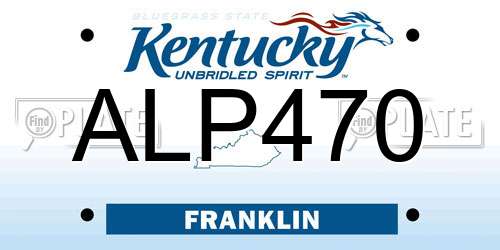 ALP470 Kentucky License Plate