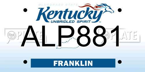 ALP881 Kentucky License Plate