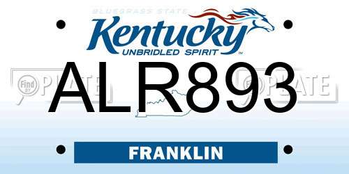 ALR893 Kentucky License Plate