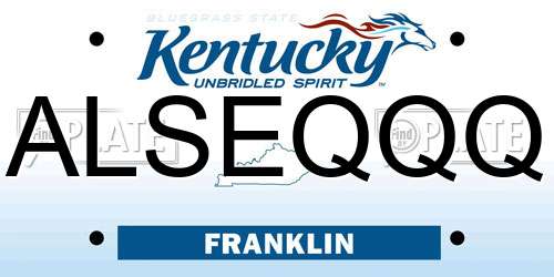 ALSEQQQ Kentucky License Plate