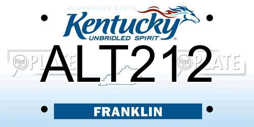 ALT212 Kentucky License Plate