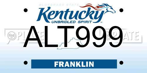 ALT999 Kentucky License Plate