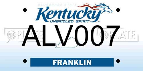 ALV007 Kentucky License Plate