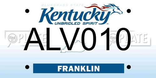 ALV010 Kentucky License Plate