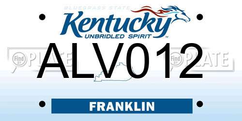 ALV012 Kentucky License Plate