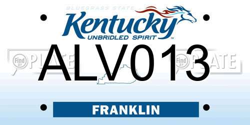 ALV013 Kentucky License Plate