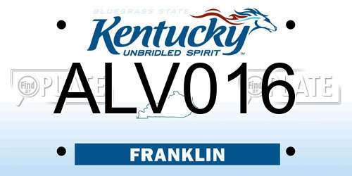 ALV016 Kentucky License Plate