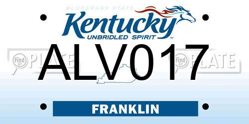 ALV017 Kentucky License Plate