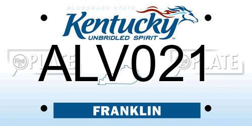 ALV021 Kentucky License Plate