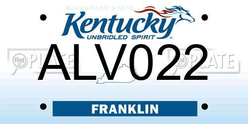 ALV022 Kentucky License Plate