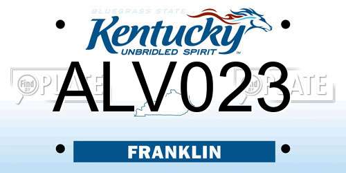 ALV023 Kentucky License Plate