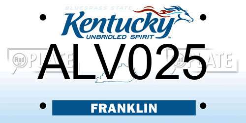 ALV025 Kentucky License Plate