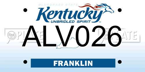ALV026 Kentucky License Plate