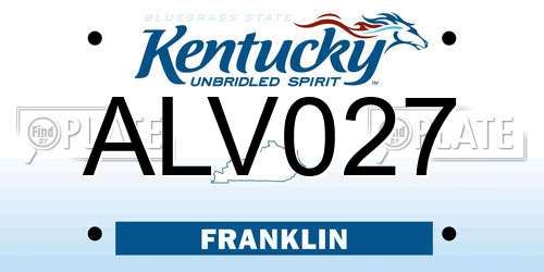 ALV027 Kentucky License Plate