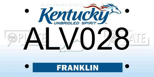 ALV028 Kentucky License Plate