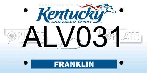 ALV031 Kentucky License Plate