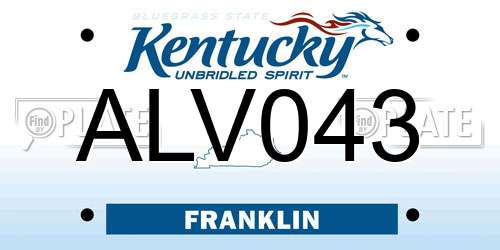 ALV043 Kentucky License Plate