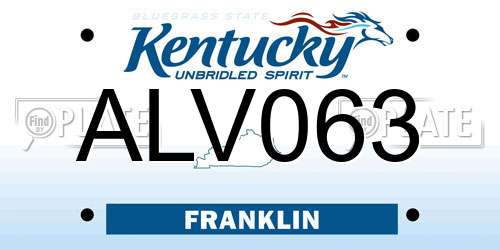 ALV063 Kentucky License Plate