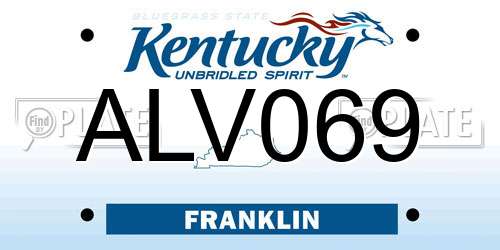 ALV069 Kentucky License Plate