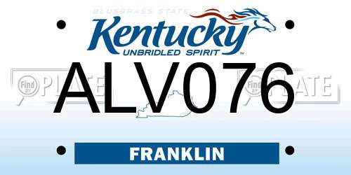 ALV076 Kentucky License Plate