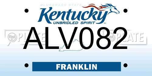 ALV082 Kentucky License Plate