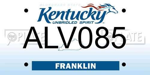 ALV085 Kentucky License Plate