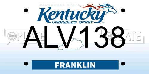 ALV138 Kentucky License Plate