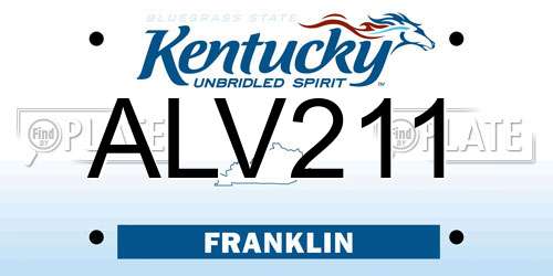ALV211 Kentucky License Plate