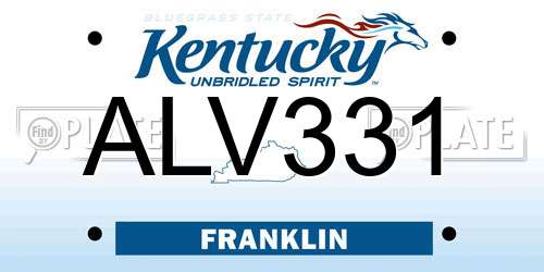 ALV331 Kentucky License Plate