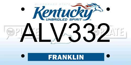 ALV332 Kentucky License Plate