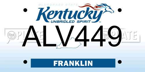 ALV449 Kentucky License Plate