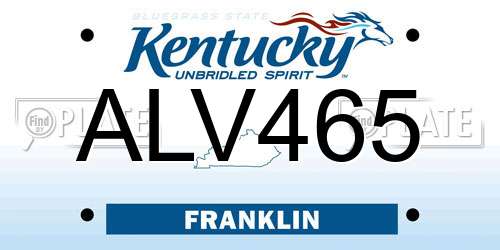 ALV465 Kentucky License Plate