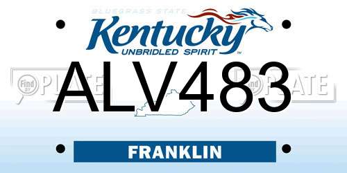 ALV483 Kentucky License Plate