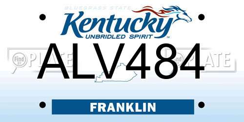 ALV484 Kentucky License Plate