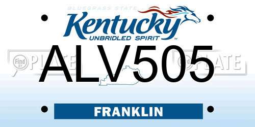 ALV505 Kentucky License Plate