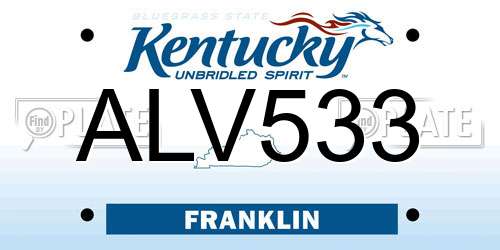 ALV533 Kentucky License Plate