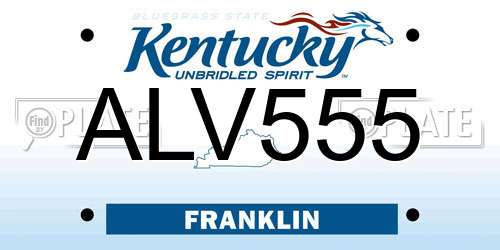 ALV555 Kentucky License Plate