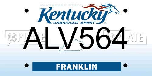 ALV564 Kentucky License Plate
