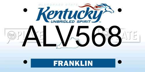 ALV568 Kentucky License Plate