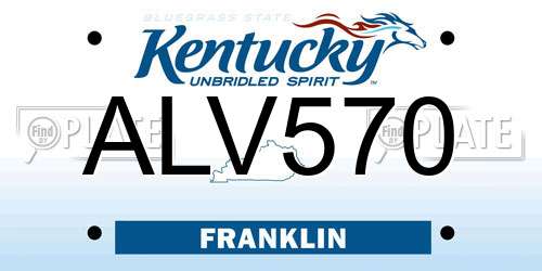 ALV570 Kentucky License Plate