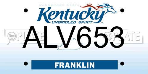 ALV653 Kentucky License Plate